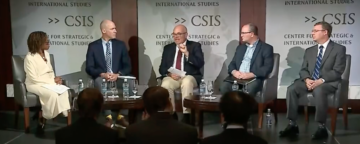 Lance Holbert (center), director of APPC’s Leonore Annenberg Institute for Civics, discussed civic education on a C-SPAN panel in October, 2024.